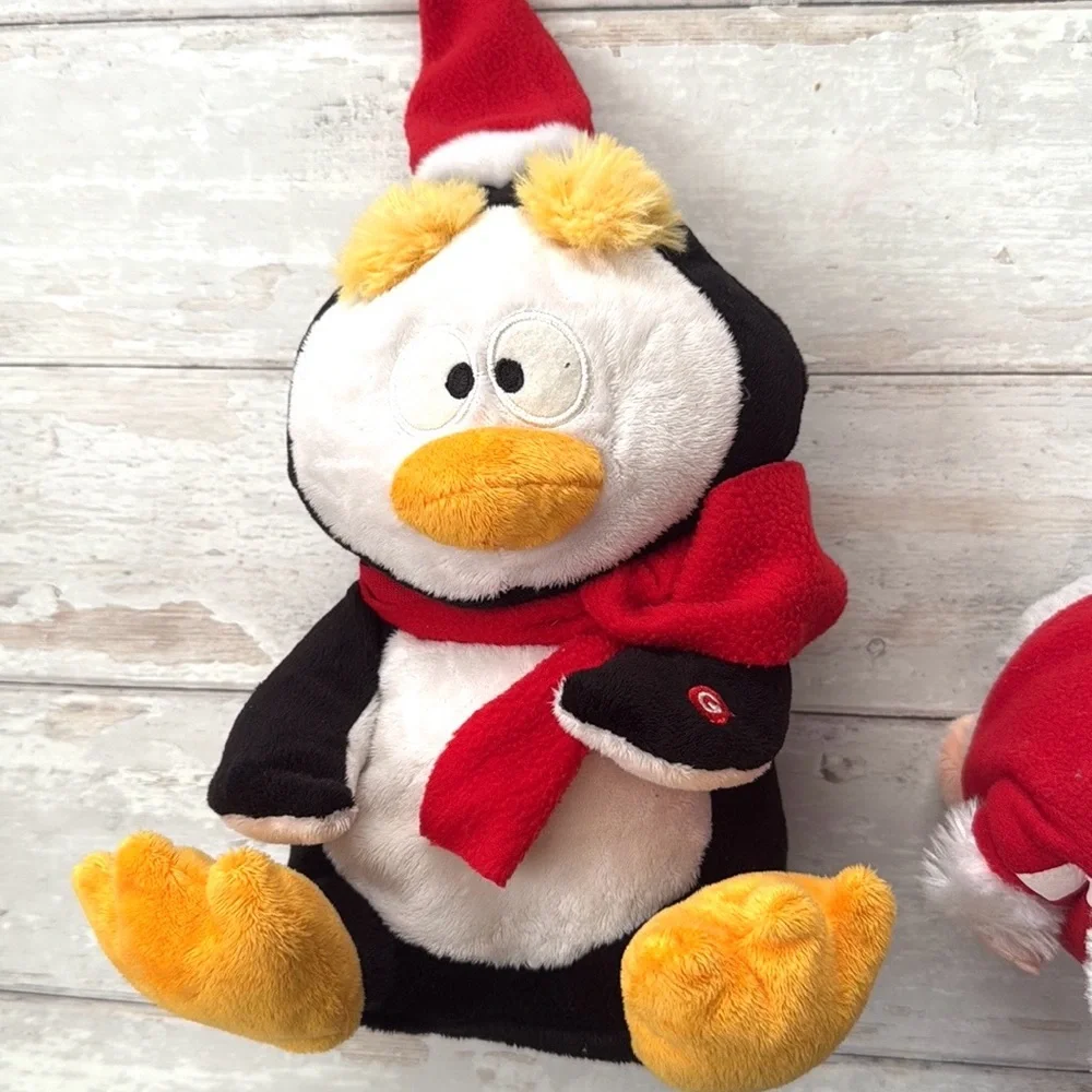Singing Christmas Animals Toys Stuffed Animal Penguin & Mouse Set of 2 Holiday